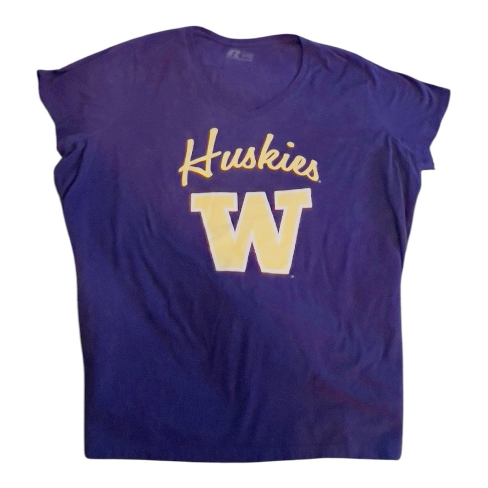 Women’s 3XL Russel Athleticwear UW Huskies V-Neck Capped Sleeve T-Shirt